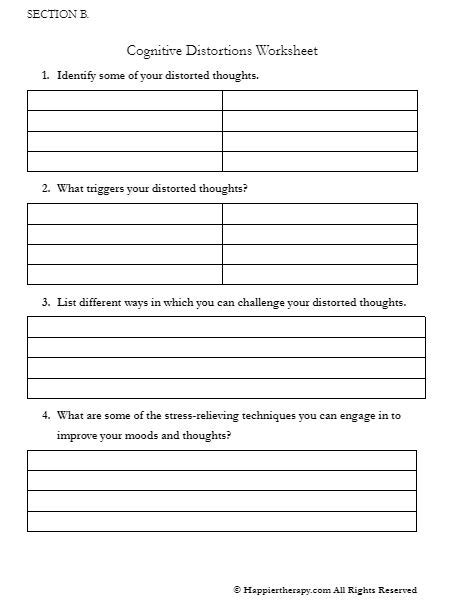 Image result for Identifying Cognitive Distortions Worksheet