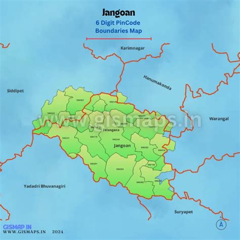 Jangoan PincodeBoundaries Map (Telangana)