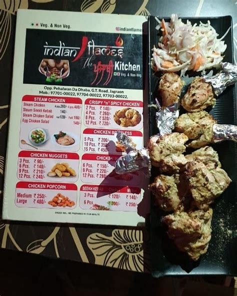 Menu at Indian Flames, Jagraon, indian Flames