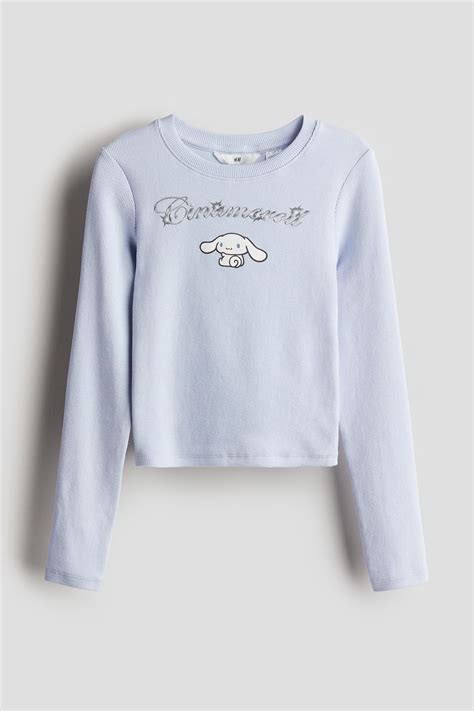 Light blue/Cinnamoroll Print-motif jersey top for kids | H&M IN