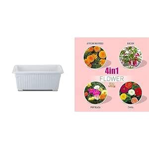 Kraft Seeds Plastic Window Planters (1 Pc, 13 Inch, White) Mix Flower ...