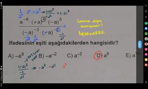 8. a-6-(-a) 4-(-a) 5 -2 -3 (-a)-³-(-a)-² ifadesinin eşiti ...