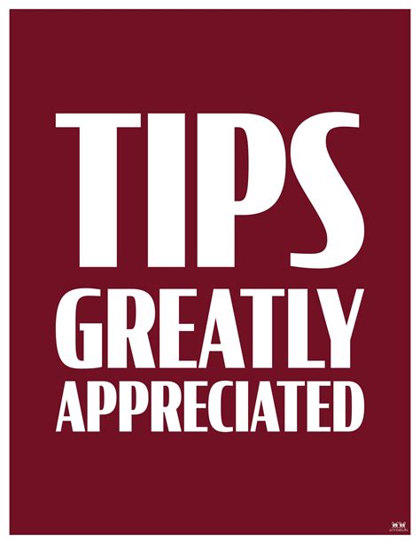 Tip Jar Signs - 12 FREE Printables | Printabulls