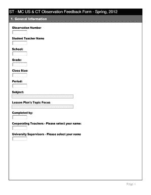 Fillable Online webmedia jcu Student Teacher Name Fax Email Print ...