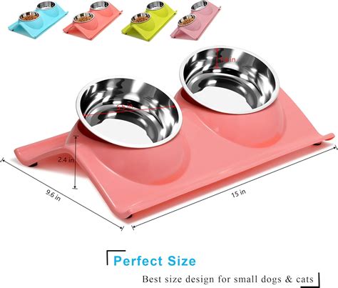 Buy UPSKY Double Dog Cat Bowls Premium Stainless Steel Pet Bowls No ...