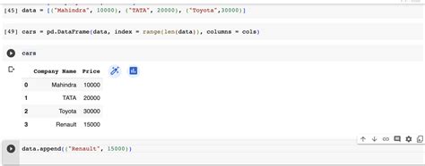 Create a Data Frame in Python 的图像结果