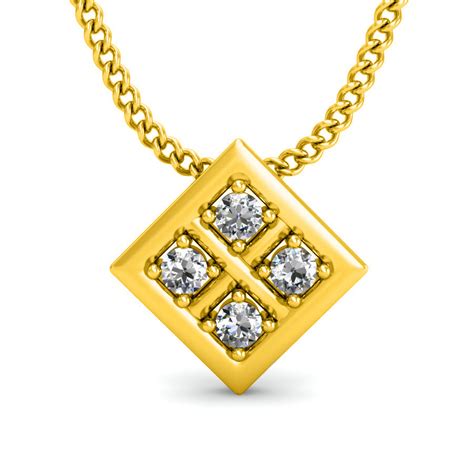 RKC 925 Silver Squire Shaped Women 0.06 Ct Moissanite Pendant 14K Yell