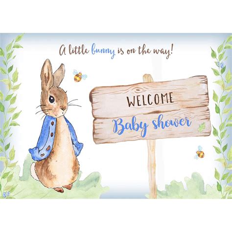 A Little Bunny Is On The Way Backdrop 7x5 Blue | Desertcart INDIA