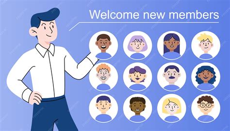Premium Vector | Welcome new members illustration with various characters