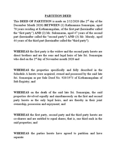 Image result for Deed of Partition Sample