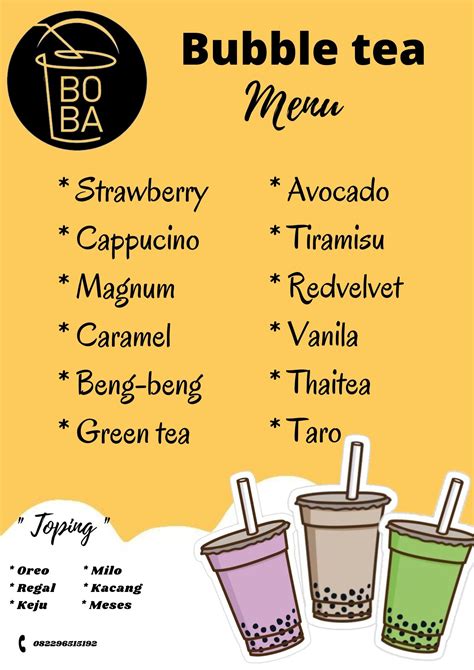 Menu bubble tea – Artofit