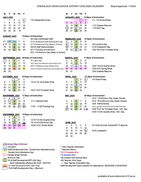 Stanislaus Union School District Calendar 25-26 [PDF] revised - EduCounty