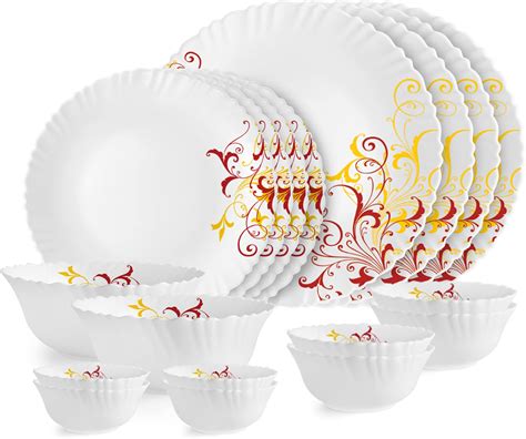 Cello Opalware Dazzle Livid Lilac Dinner Set, 18 Units, White : Amazon ...