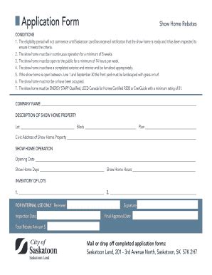 Fillable Online city saskatoon sk Application Form Show Home Rebates ...