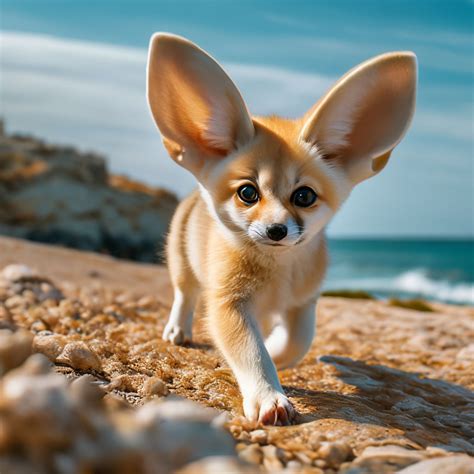 "@lyuvz, fenech runs along the coast, cute furry animal, big ears ...