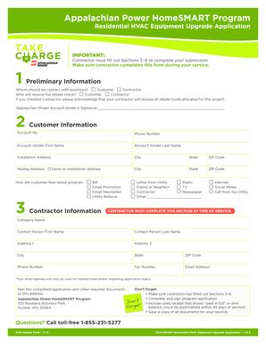 Appalachian Power HVAC Equipment Upgrade Application - Blank Fillable ...