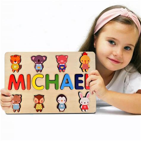 Amazon.com: Personalized wooden name puzzles for children, handmade name puzzles, customized ...