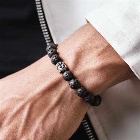 Lava Natural Stone Buddha Magnetic Bracelet FOR MEN by Mesmerize