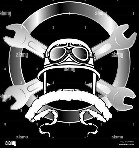 biker helmet sticker crest insignia tattoo illustration in vector ...