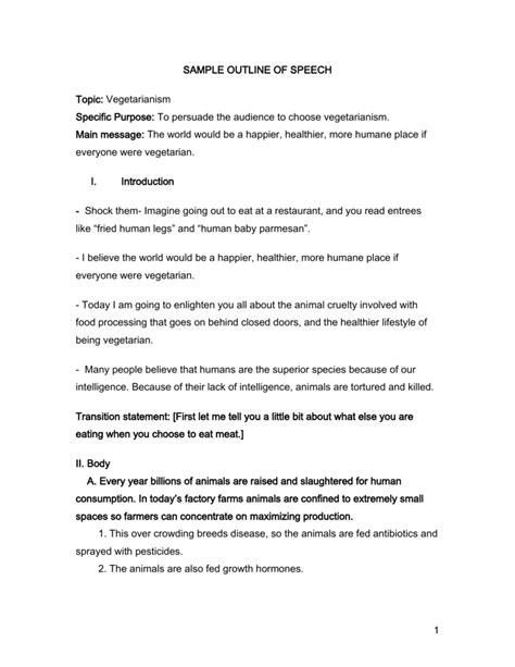 Image result for Speech Outline Examples