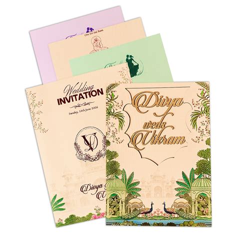 Cream Palace Peacock Padded Wedding Card – King of Cards