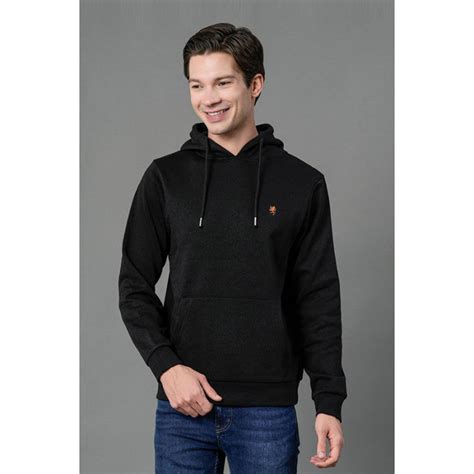 Men's Black Solid Hoodie | Redtape