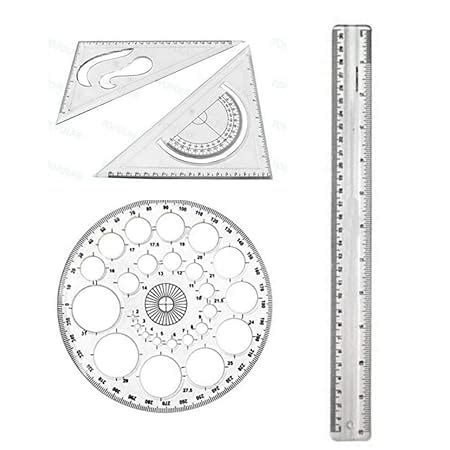 White Scholar Set Squares Protractor with 12 Inch Scale free - Sides ...