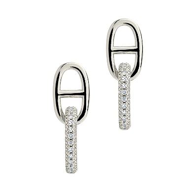 MC Collective Double Link Cubic Zirconia Drop Stud Earrings