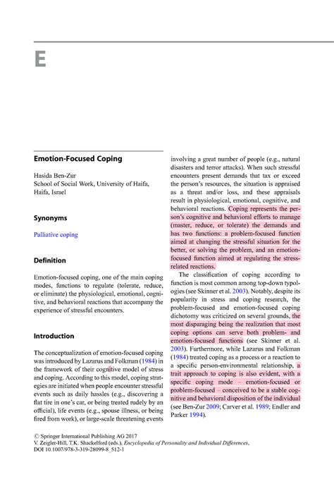 Emotion-Focused Coping - E Emotion-Focused Coping Hasida Ben-Zur School ...