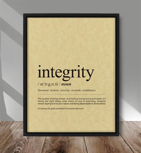 Integrity Definition Poster, Integrity Definition Art Print, Integrity ...