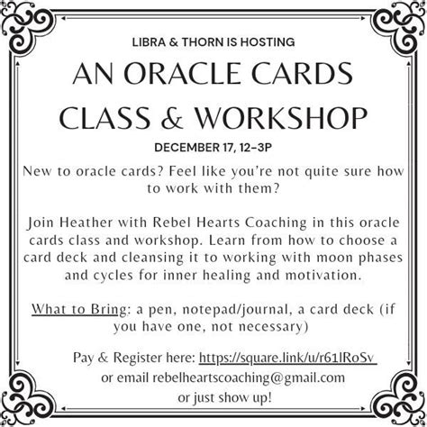 Oracle Cards Workshop with Rebel Hearts Coaching, Libra & Thorn, Tucson ...