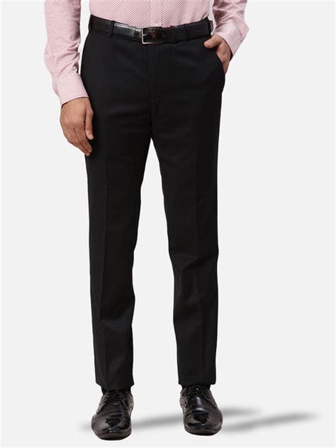 Park Avenue Men Black Solid Slim Fit Polyester Blend Trouser – MyRaymond