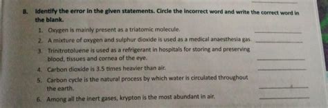 6. Identify the error in the given statements. Circle the incorrect ...