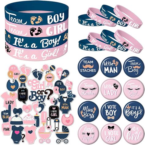 Buy Gender Reveal Party Favors,94PCS Bracelets Button Pins Stickers ...