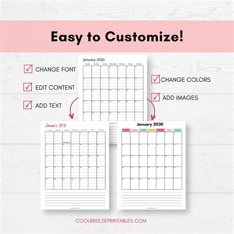 2024 to 2030 Canva Calendar Template Pack, Canva Planner Editable ...
