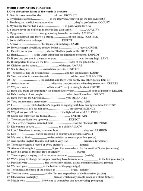 Word Formation Practice 的图像结果