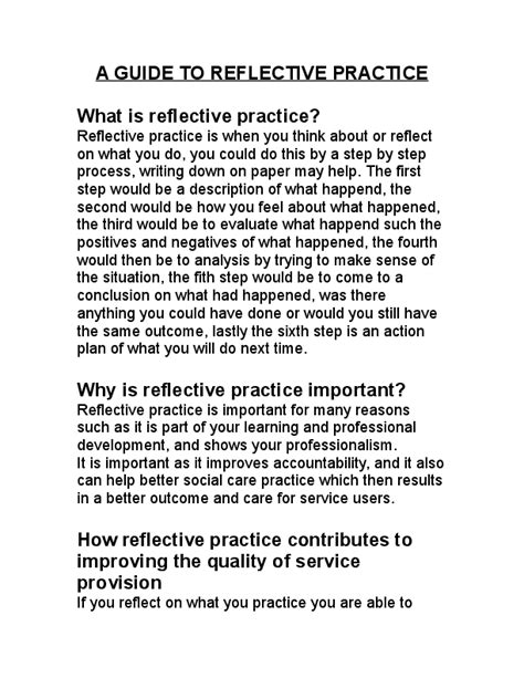 Image result for Reflective practice Examples