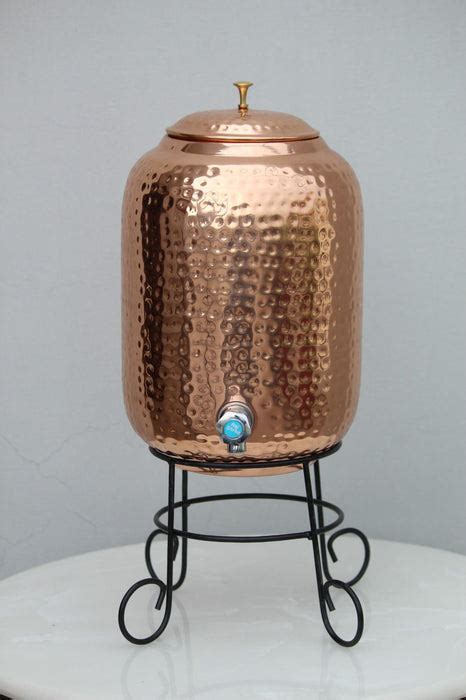 Copper Hammered Water Dispenser | Copper Water Pot & Copper Vessel for ...