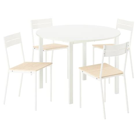 VIHALS table and 4 chairs, white white/white pine, 107 cm (421/8") - IKEA