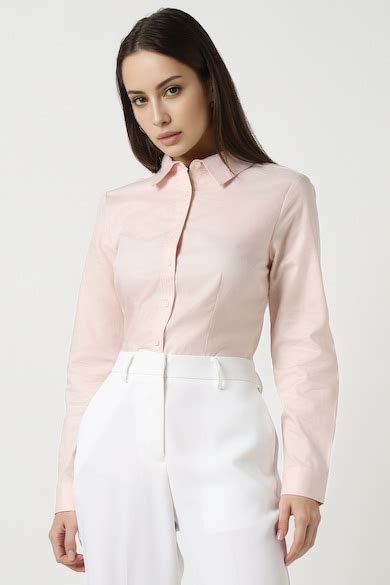 Buy Women Pink Textured Long Sleeves Formal Shirt Online - 39835986 ...