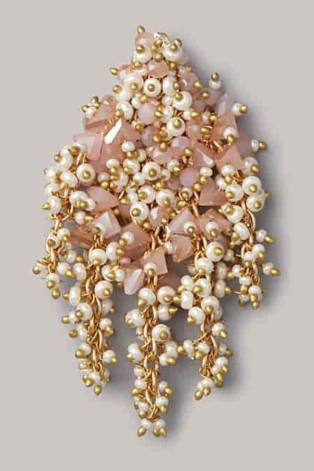 Buy Pink Beads Tassel Earrings by HOUSE OF D"ORO Online at Aza Fashions.