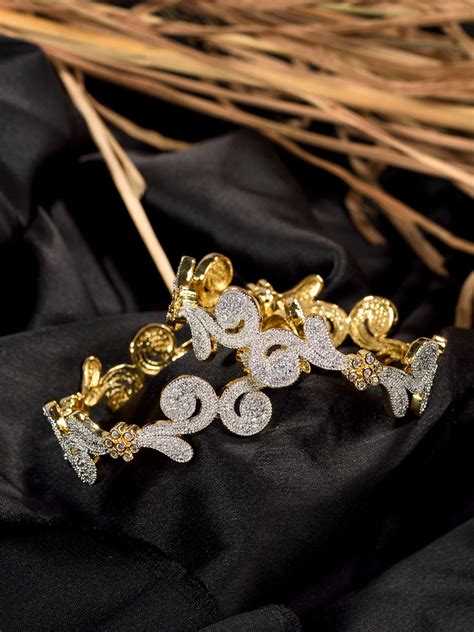 Gold Plated Beaded White Bangle Jewellery Regular Sale Price – Saraf RS ...