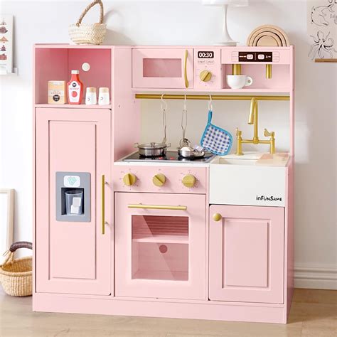 Amazon.com: inFUNSAME Kids Play Kitchen for Chef Pretend Kitchen ...