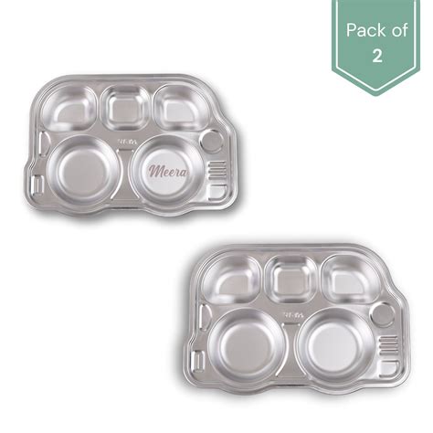 Kids Plate: Stainless Steel Bus Design Meal Plate (Set of 2) – Theoni