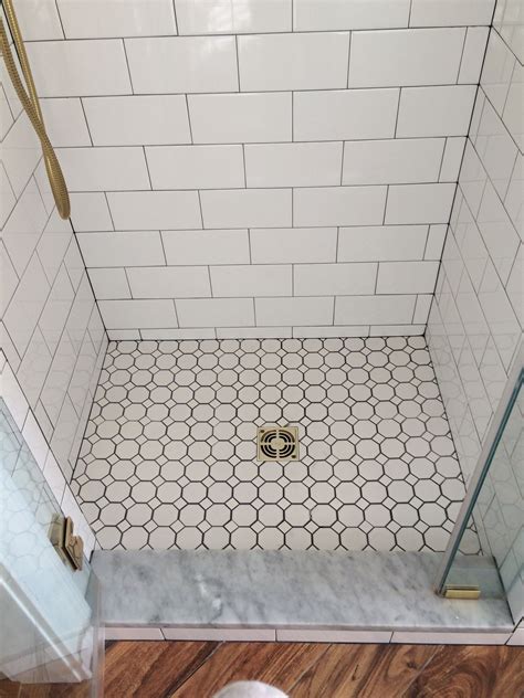 Farmhouse Bathroom Shower with Octagon Tiles