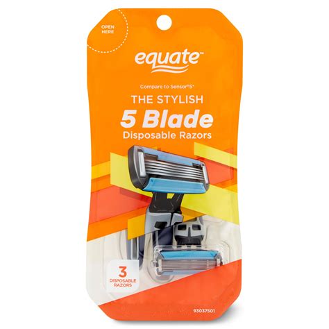 Equate Men's 5 Blade Dual Lubrication Disposable Razor, 3 Count ...