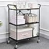 Haus Alchemy Foldable Serving Trolley 3-Tier Rolling Utility Cart ...