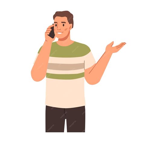 Premium Vector | Man talking on phone male character