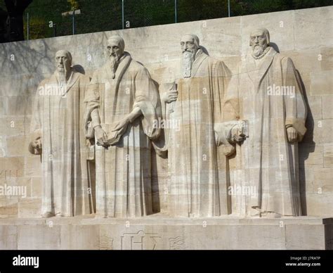 statue switzerland wall swiss landmark geneva religion church park tourism Stock Photo - Alamy