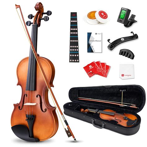 Vangoa Solid Wood Acoustic Violin Fiddle Outfit for Beginner Student, 4 ...